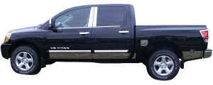 QAA - Nissan Titan 2004-2015, 4-door, Pickup Truck, Crew Cab (10 piece Stainless Steel Rocker Panel Trim, Upper Kit 5.5" Width Spans from the bottom of the molding DOWN to the specified width.) TH24520 QAA - Image 2