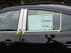 Nissan Versa 2012-2019, 4-door, Sedan (6 piece Stainless Steel Pillar Post Trim ) PP12531 QAA