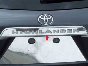 Toyota Highlander 2008-2013, 4-door, SUV (1 piece Stainless Steel License Bar, Above plate accent Trim with "HIGHLANDER" Logo Cut Out ) LB28110 QAA