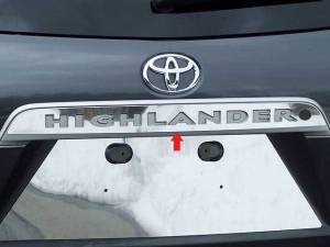 QAA - Toyota Highlander 2008-2013, 4-door, SUV (1 piece Stainless Steel License Bar, Above plate accent Trim with "HIGHLANDER" Logo Cut Out, With smart key access ) LB28111 QAA - Image 1