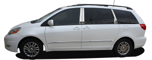 QAA - Toyota Sienna 2004-2010, 4-door, Minivan (8 piece Stainless Steel Rocker Panel Trim, Lower Kit 2.25" Width, With trim crease Spans from the bottom of the door UP to the specified width.) TH24150 QAA - Image 2