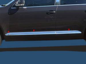 Volkswagen Touareg 2004-2010, 4-door, SUV (6 piece Stainless Steel Rocker Panel Trim, Upper Kit 1.75" Width, With reverse trim crease Spans from the bottom of the molding DOWN to the specified width.) TH24640 QAA