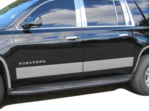 QAA - Chevrolet Suburban 2015-2020, 4-door, SUV (4 piece Stainless Steel Rocker Panel Trim, Upper Kit 6.375" Width Spans from the bottom of the molding DOWN to the specified width.) TH55198 QAA - Image 1