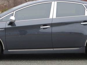Toyota Prius 2010-2015, 4-door, Hatchback (4 piece Stainless Steel Rocker Panel Trim, Lower Kit 1" Width On the doors Only, spans from the bottom of the door UP to the specified width.) TH10135 QAA