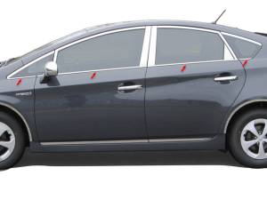 Toyota Prius 2010-2015, 4-door, Hatchback (8 piece Stainless Steel Window Sill Trim Set 0.5" Width, Includes front and rear pieces ) WS10135 QAA