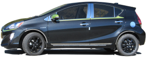 QAA - Toyota Prius C 2012-2019, 4-door, Hatchback (4 piece Stainless Steel Rocker Panel Trim, Lower Kit 1.5" Width On the doors Only, spans from the bottom of the door UP to the specified width.) TH12705 QAA - Image 3