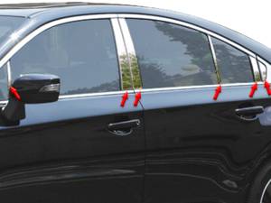 Subaru Legacy 2015-2019, 4-door, Sedan (12 piece Stainless Steel Pillar Post Trim Includes kit #PP15448 plus rear most triangle ) PP15449 QAA