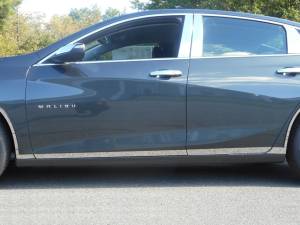 Chevrolet Malibu 2016-2020, 4-door, Sedan (8 piece Stainless Steel Rocker Panel Trim, Lower Kit 1.5" - 2.0" Tapered Width Spans from the bottom of the door UP to the specified width.) TH56105 QAA