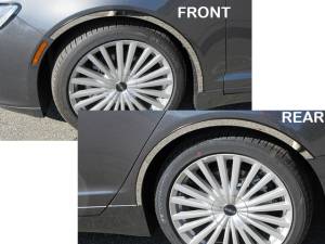 Lincoln MKZ 2017-2020, 4-door, Sedan (4 piece Stainless Steel Wheel Well Accent Trim With 3M adhesive installation and black rubber gasket edging.) WQ57630 QAA