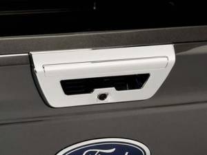 Chrome Trim - Tailgate Handle Cover - QAA - Ford F-150 2015-2017, 2-door, 4-door, Pickup Truck (2 piece Chrome Plated ABS plastic Tailgate Handle Cover Includes camera access, will NOT work with LED light ) DH55312 QAA