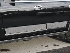 QAA - Ford Expedition 2015-2017, 4-door, SUV (4 piece Stainless Steel Rocker Panel Trim, Upper Kit 5" Width, with top and bottom crease, NO cut out, NO fitment for PLATINUM EDITION Spans from the bottom of the molding DOWN to the specified width.) TH55383 QAA - Image 1