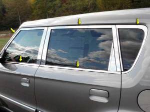 Kia Soul 2010-2013, 4-door, Hatchback (10 piece Stainless Steel Window Trim Package Includes Upper Trim and Window Sills, NO Pillar Posts ) WP10832 QAA