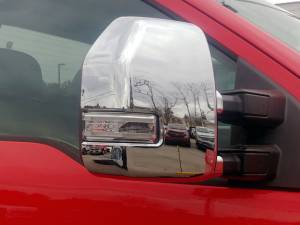 QAA - Ford F-250 & F-350 Super Duty 2017-2020, 2-door, 4-door, Pickup Truck (2 piece Chrome Plated ABS plastic Mirror Cover Set Includes turn signal cut out, tow mirror ) MC57322 QAA - Image 1