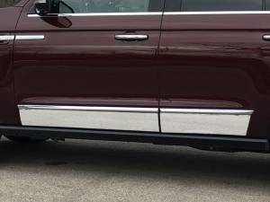 QAA - Lincoln Navigator 2018-2020, 4-door, SUV (4 piece Stainless Steel Rocker Panel Trim, Lower Kit Tapered Width - 5"-6", Follows under the factory molding, does not fit the "L" version Spans from the bottom of the door UP to the specified width.) TH58655 QAA - Image 1