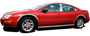 QAA - Chrysler 300M 1999-2004, 4-door, Sedan (4 piece Molded Stainless Steel Wheel Well Fender Trim Molding 2" Width Clip on or screw in installation, Lock Tab and screws, hardware included.) WZ39760 QAA - Image 2