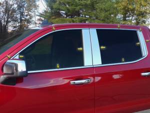 Chrome Trim - Window Trim - QAA - Chevrolet Silverado 2019-2020, 4-door, Pickup Truck, 1500, Crew Cab (22 piece Stainless Steel Window Trim Package Includes Upper Trim, Window Sills, and Pillar Posts ) WP59170 QAA