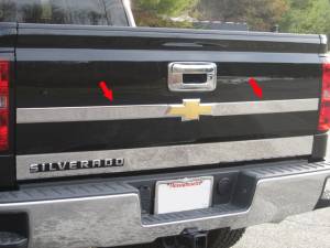 Chrome Trim - Trunk Lid Accents - QAA - Chevrolet Silverado 2019, 4-door, Pickup Truck, Extended Cab, 1500 LD Model ONLY (2 piece Stainless Steel Tailgate Accent Trim ) TP54181 QAA