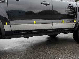 QAA - Ford Ranger 2019-2020, 4-door, Pickup Truck, Super Crew Cab (8 piece Stainless Steel Rocker Panel Trim, Upper Kit 4.625" - 6.25" Tapered Width Spans from the bottom of the molding DOWN to the specified width.) TH59345 QAA - Image 1