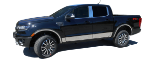 QAA - Ford Ranger 2019-2020, 4-door, Pickup Truck, Super Crew Cab (8 piece Stainless Steel Rocker Panel Trim, Upper Kit 4.625" - 6.25" Tapered Width Spans from the bottom of the molding DOWN to the specified width.) TH59345 QAA - Image 2