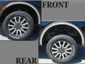 Ford Ranger 2019-2020, 4-door, Pickup Truck (4 piece Stainless Steel Wheel Well Accent Trim 1.5" wide With 3M adhesive installation and black rubber gasket edging.) WQ59345 QAA