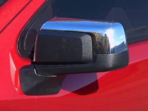 Chrome Trim - Mirror Covers/Accents - QAA - Chevrolet Silverado 2019-2020, 2-door, 4-door, Pickup Truck, 1500 (2 piece Chrome Plated ABS plastic Mirror Cover Set Top ONLY, Snap on replacement set ) MC59170 QAA