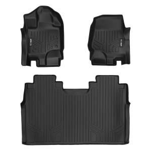 MAXLINER Custom Fit Floor Mats 2 Row Liner Set Black for 2015-2019 Ford F-150 SuperCrew Cab with 1st Row Bench Seats
