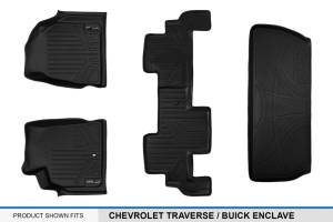 Maxliner USA - MAXLINER Custom Floor Mats 2 Rows and Cargo Liner Behind 3rd Row Set Black for Traverse / Enclave with 2nd Row Bench Seat - Image 6