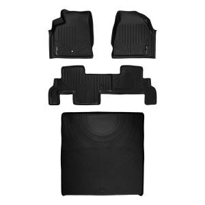 MAXLINER Floor Mats 2 Rows and Cargo Liner Behind 2nd Row Set Black for GMC Acadia/Saturn Outlook with 2nd Row Bench Seat