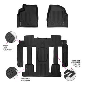 MAXLINER Custom Fit Floor Mats 2 Row Liner Set Black for Traverse / Enclave / Acadia / Outlook (with 2nd Row Bucket Seats)