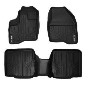 MAXLINER Custom Fit Floor Mats 2 Row Liner Set Black for 2011-2014 Ford Explorer with 2nd Row Center Console