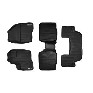 MAXLINER Custom Fit Floor Mats 3 Row Liner Set Black for 2011-2014 Ford Explorer with 2nd Row Center Console