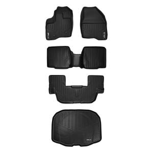 MAXLINER Floor Mats 3 Rows and Cargo Liner Behind 3rd Row Set Black for 2011-2014 Ford Explorer with 2nd Row Center Console