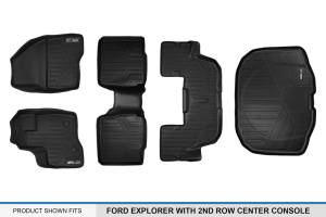 Maxliner USA - MAXLINER Floor Mats 3 Rows and Cargo Liner Behind 3rd Row Set Black for 2011-2014 Ford Explorer with 2nd Row Center Console - Image 7