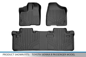 Maxliner USA - MAXLINER Custom Fit Floor Mats 2 Row Liner Set Black for 2011-2012 Toyota Sienna 8 Passenger Model - Image 5