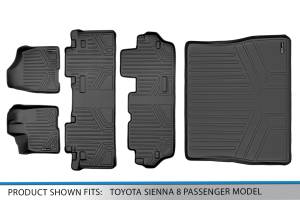 Maxliner USA - MAXLINER Custom Floor Mats 3 Rows and Cargo Liner Behind 2nd Row Set Black for 2011-2012 Toyota Sienna 8 Passenger Model - Image 7