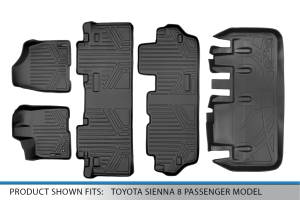 Maxliner USA - MAXLINER Custom Floor Mats 3 Rows and Cargo Liner Behind 3rd Row Set Black for 2011-2012 Toyota Sienna 8 Passenger Model - Image 7