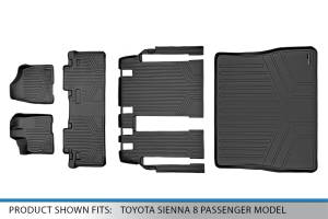 Maxliner USA - MAXLINER Custom Floor Mats 3 Rows and Cargo Liner Behind 2nd Row Set Black for 2011-2012 Toyota Sienna 8 Passenger Model - Image 7