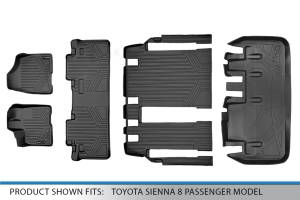 Maxliner USA - MAXLINER Custom Floor Mats 3 Rows and Cargo Liner Behind 3rd Row Set Black for 2011-2012 Toyota Sienna 8 Passenger Model - Image 7