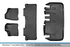 Maxliner USA - MAXLINER Custom Floor Mats 2 Rows and Cargo Liner Behind 3rd Row Set Black for 2011-2012 Toyota Sienna 8 Passenger Model - Image 6