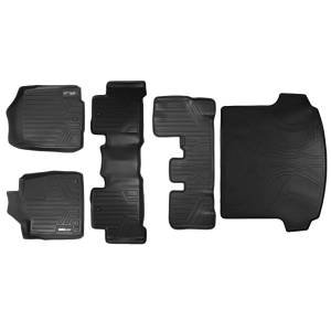 MAXLINER Custom Fit Floor Mats 3 Rows and Cargo Liner Behind 2nd Row Set Black for 2007-2013 Acura MDX