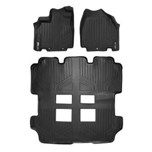 MAXLINER Custom Fit Floor Mats 3 Row Liner Set Black for 2011-2017 Honda Odyssey - All Models