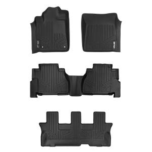 MAXLINER Custom Fit Floor Mats 3 Row Liner Set Black for 2012-2019 Toyota Sequoia with 2nd Row Bench Seat