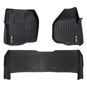 MAXLINER Floor Mats 2 Row Liner Set Black for 2012-16 F-250/F-350/F-450 Super Duty Crew Cab with Raised Drivers Side Pedal