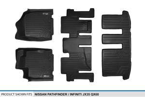 Maxliner USA - MAXLINER Custom Fit Floor Mats 3 Row Liner Set Black for 2013-2019 Nissan Pathfinder / 2013 Infiniti JX35 / 2014-2019 QX60 - Image 6