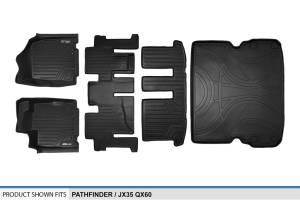 Maxliner USA - MAXLINER Floor Mats 3 Rows and Cargo Liner Behind 2nd Row Set Black for 2013-2019 Pathfinder / 2013 JX35 / 2014-2019 QX60 - Image 7