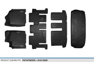 Maxliner USA - MAXLINER Floor Mats 3 Rows and Cargo Liner Behind 3rd Row Set Black for 2013-2019 Pathfinder / 2013 JX35 / 2014-2019 QX60 - Image 7
