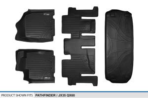 Maxliner USA - MAXLINER Floor Mats 2 Rows and Cargo Liner Behind 3rd Row Set Black for 2013-2019 Pathfinder / 2013 JX35 / 2014-2019 QX60 - Image 6