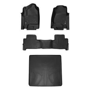 MAXLINER Custom Fit Floor Mats 2 Rows and Cargo Liner Behind 2nd Row Set Black for 2015-2018 Chevy Tahoe / GMC Yukon