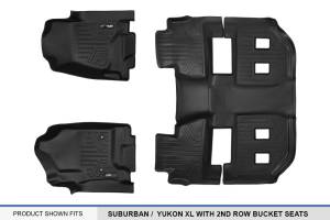 Maxliner USA - MAXLINER Floor Mats 3 Row Liner Set Black for 2015-2019 Chevrolet Suburban / GMC Yukon XL (with 2nd Row Bucket Seats) - Image 5