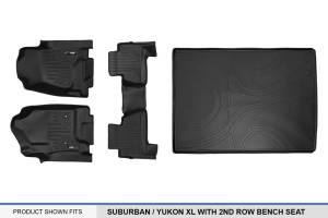 Maxliner USA - MAXLINER Custom Fit Floor Mats 2 Rows and Cargo Liner Behind 2nd Row Set Black for 2015-2018 Suburban / Yukon XL (with 2nd Row Bench Seat) - Image 6